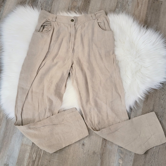 Vintage Pure Nature Earthy High Rise Relaxed Fit Linen Pants Size Large - Picture 7 of 15